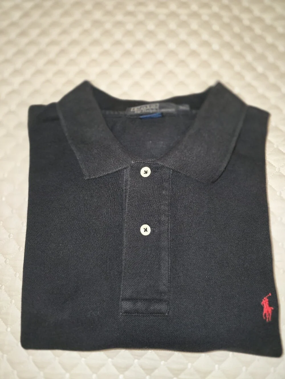 XL - Polo Short-Sleeve Mesh Polo Shirt Black with Red Logo. (PRISTINE CONDITION)
